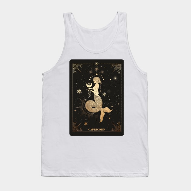 Capricorn Zodiac Sign Golden Tank Top by Noveltiko